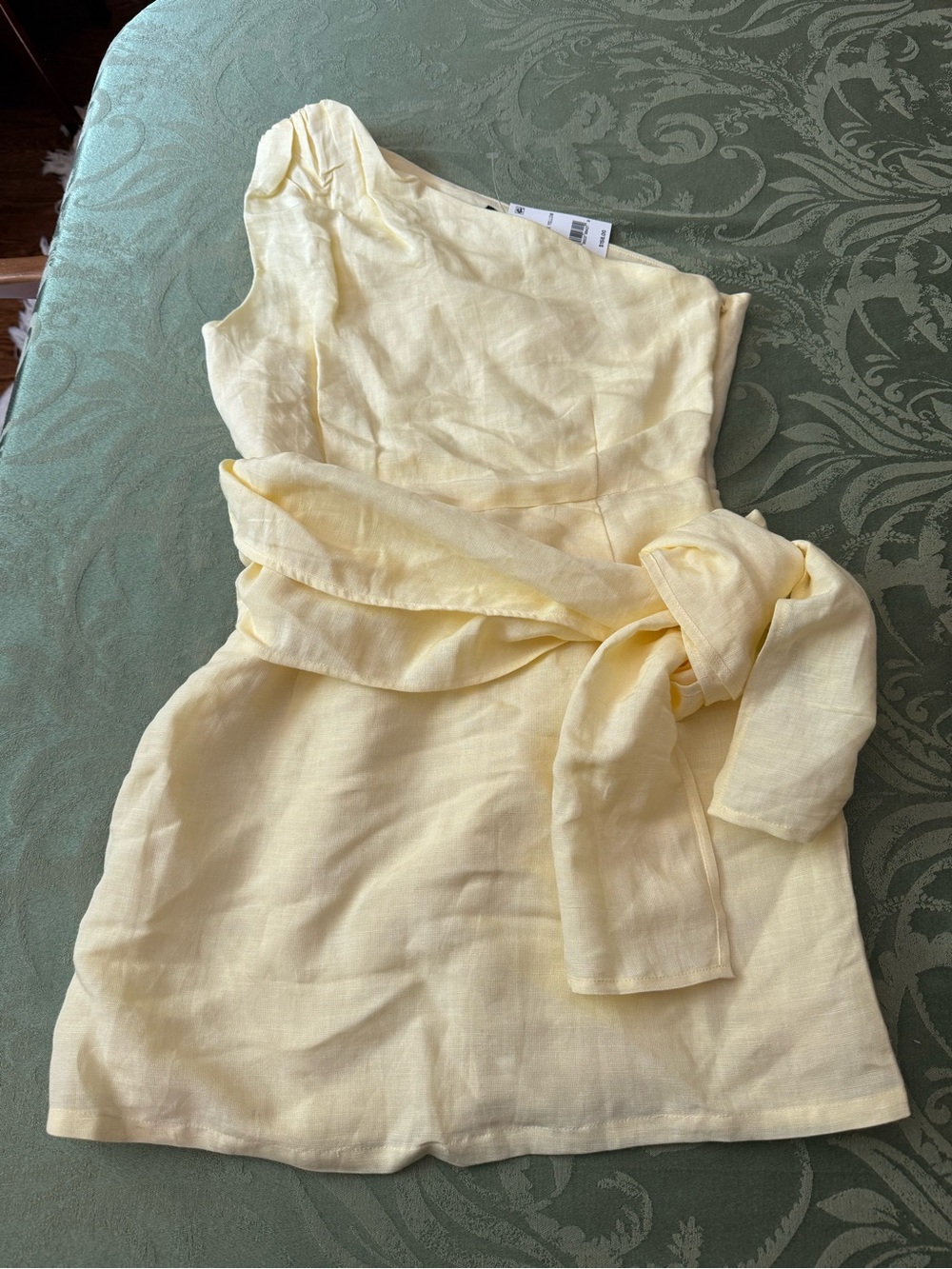 French Connection Women’s One-Shoulder Yellow Tie-Waist Dress NWT size 6